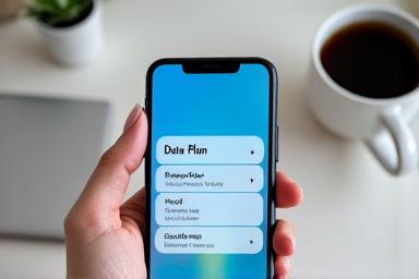 Una mano seleccionando un plan de datos en una pantalla de smartphone.