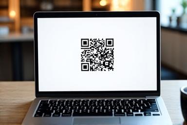 Un código QR mostrado en la pantalla de un portátil.